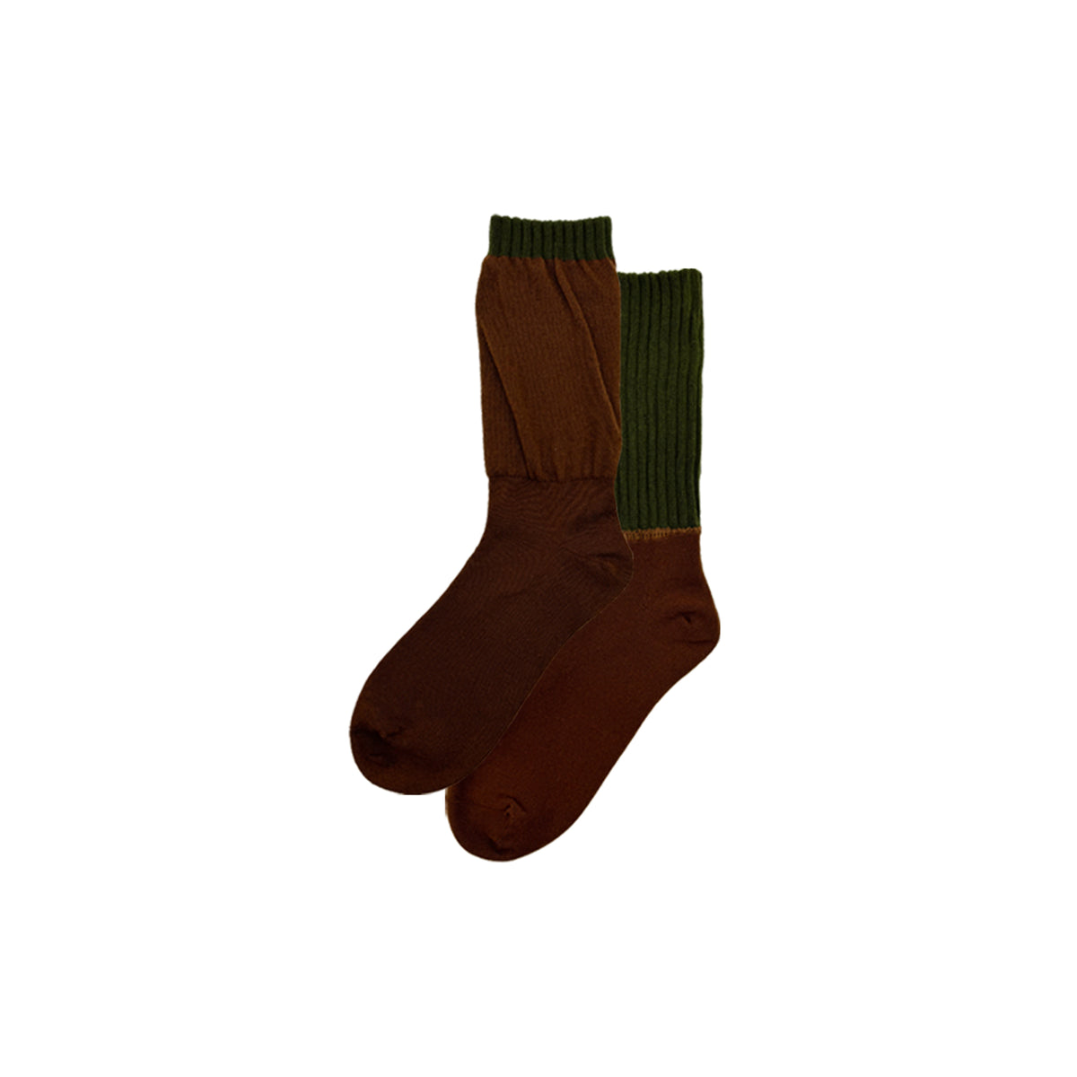 Futhan Union "DUO" Series Two Expressions Baggy Socks Brown