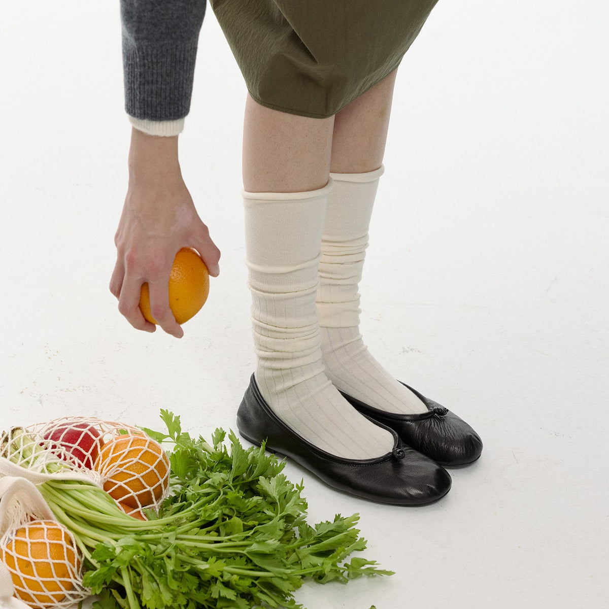 Futhan Union “Wool” Casual Knee Socks Merino Wool White